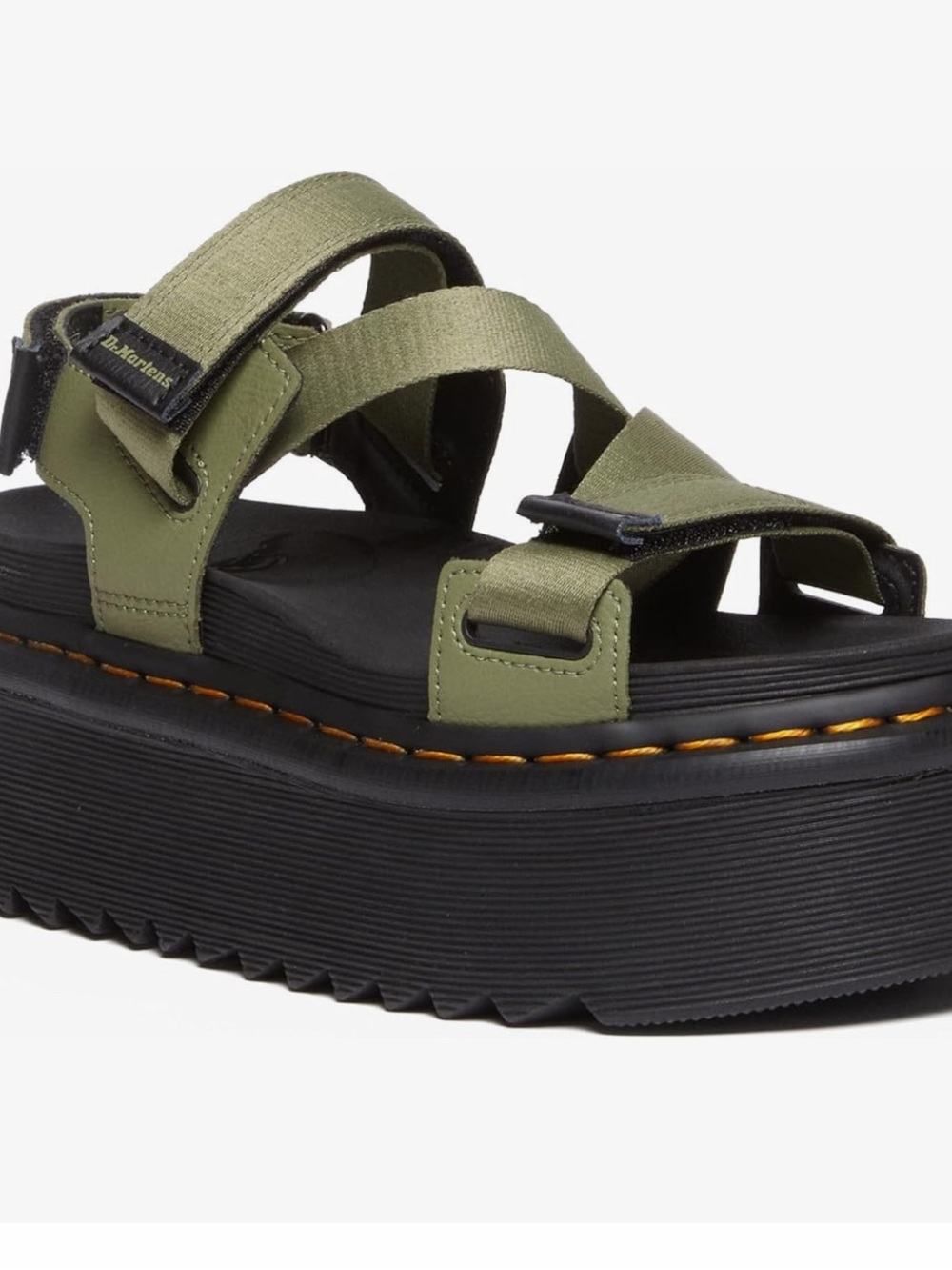 Dr. Martens Olive Green Platform Sandal with Black Sole - Picture 2 of 7